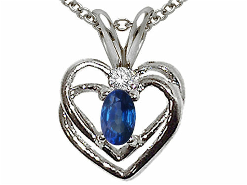 Tommaso Design™ Genuine Sapphire Heart Pendant Necklace