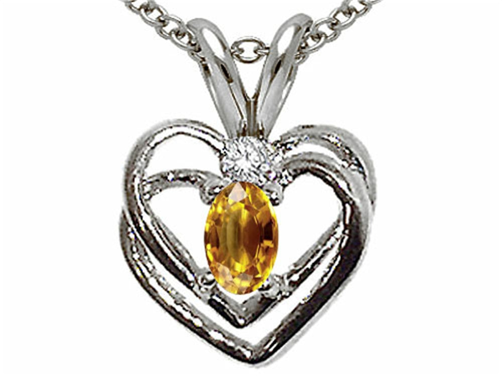 Tommaso Design Genuine Citrine Heart Pendant Necklace