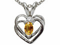 Tommaso Design Genuine Citrine Heart Pendant Necklace