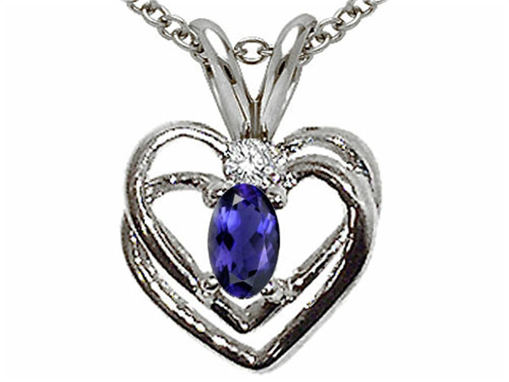 Tommaso Design Genuine Iolite Heart Pendant Necklace