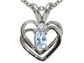 Tommaso Design Genuine Aquamarine Heart Pendant Necklace