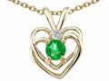 Tommaso Design Genuine Emerald Heart Pendant Necklace