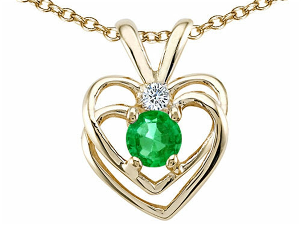 Tommaso Design Genuine Emerald Heart Pendant Necklace