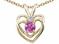 Tommaso Design Round 4mm Genuine Pink Tourmaline Heart Pendant Necklace