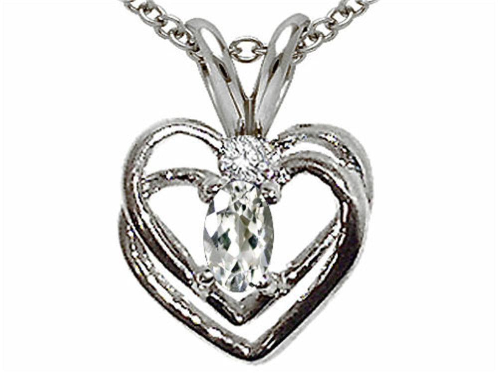Tommaso Design Genuine White Topaz Heart Pendant Necklace