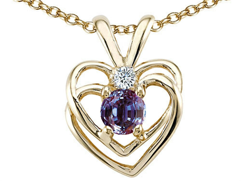 Tommaso Design Simulated Alexandrite Heart Pendant Necklace
