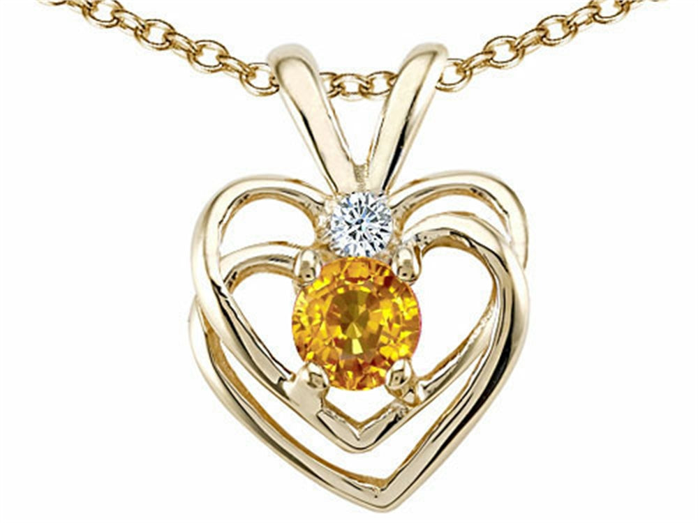 Tommaso Design Genuine Citrine Heart Pendant Necklace