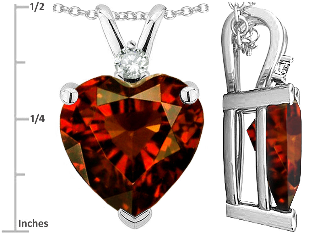 Star K Heart Shape 8mm Genuine Garnet Heart Pendant Necklace