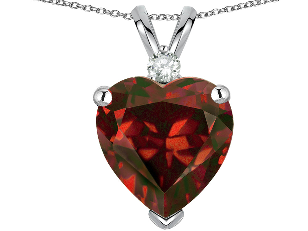 Star K Heart Shape 8mm Genuine Garnet Heart Pendant Necklace