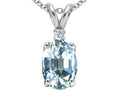 Tommaso Design Oval 8x6mm Genuine Aquamarine Pendant Necklace