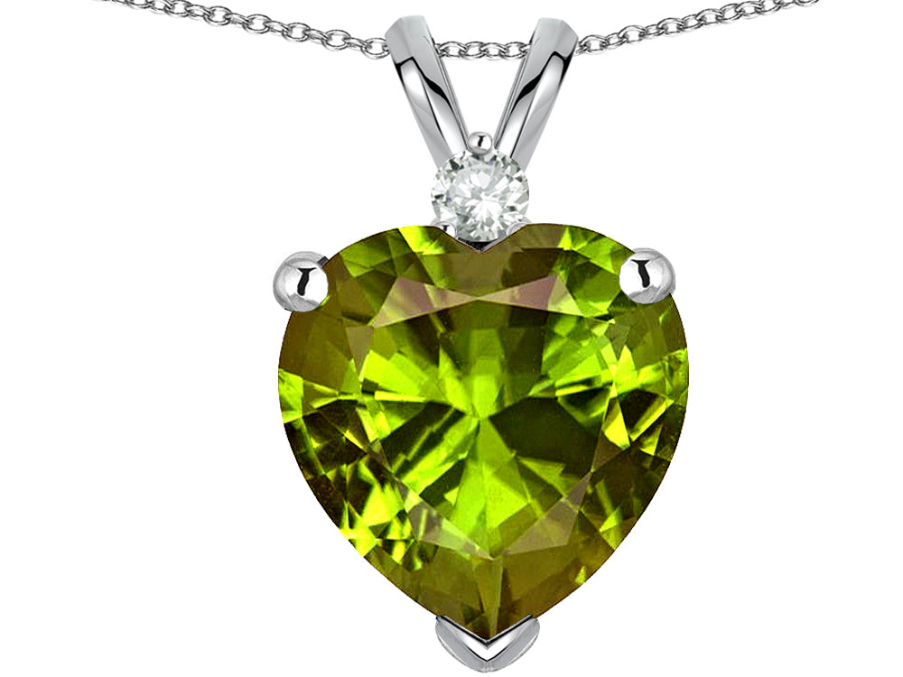 Star K Heart Shape 8mm Genuine Peridot Pendant Necklace
