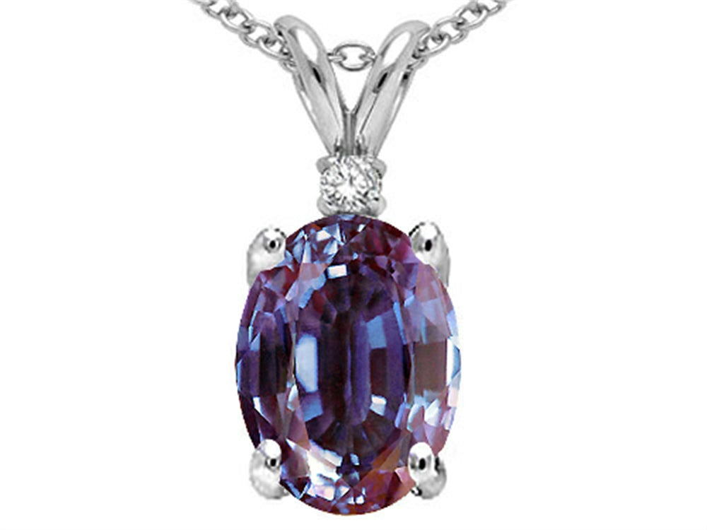 Tommaso Design Oval 8x6mm Simulated Alexandrite Pendant Necklace