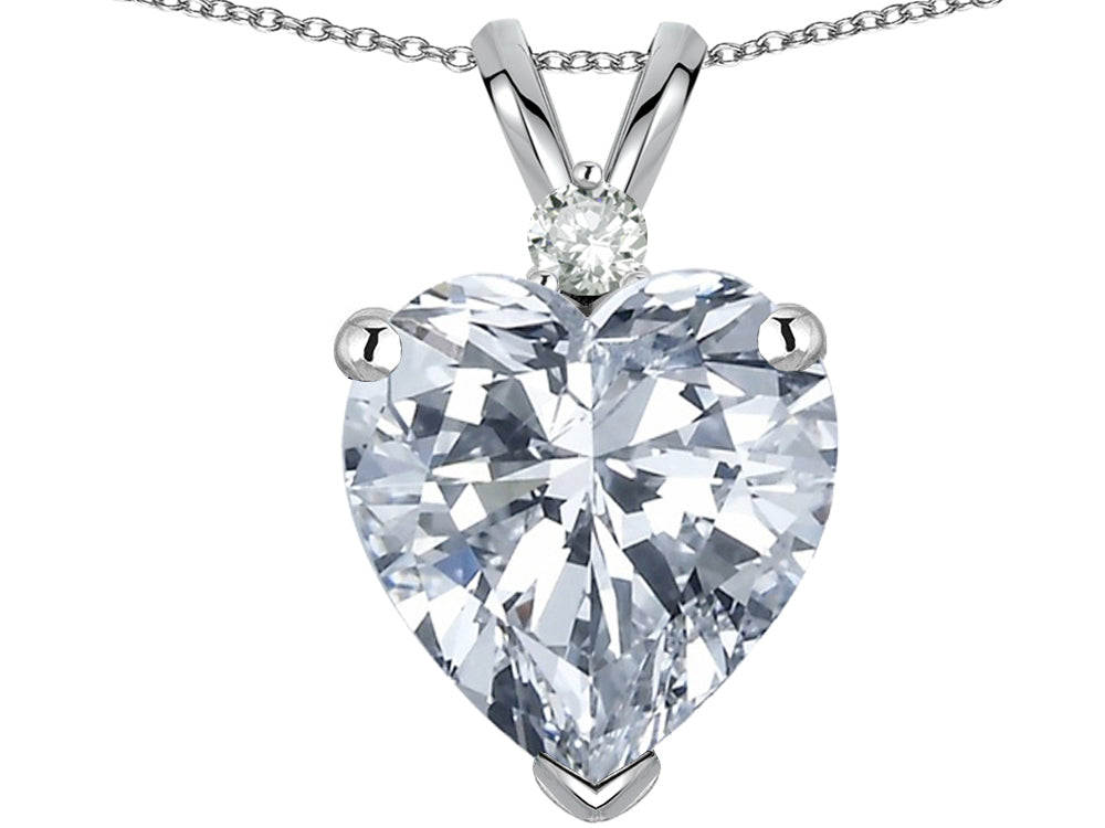 Star K Heart Shape 8mm Genuine White Topaz Heart Pendant Necklace