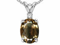 Tommaso Design Oval 8x6mm Genuine Smoky Quartz Pendant Necklace