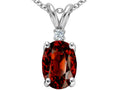 Tommaso Design Oval 8x6mm Genuine Garnet Pendant Necklace