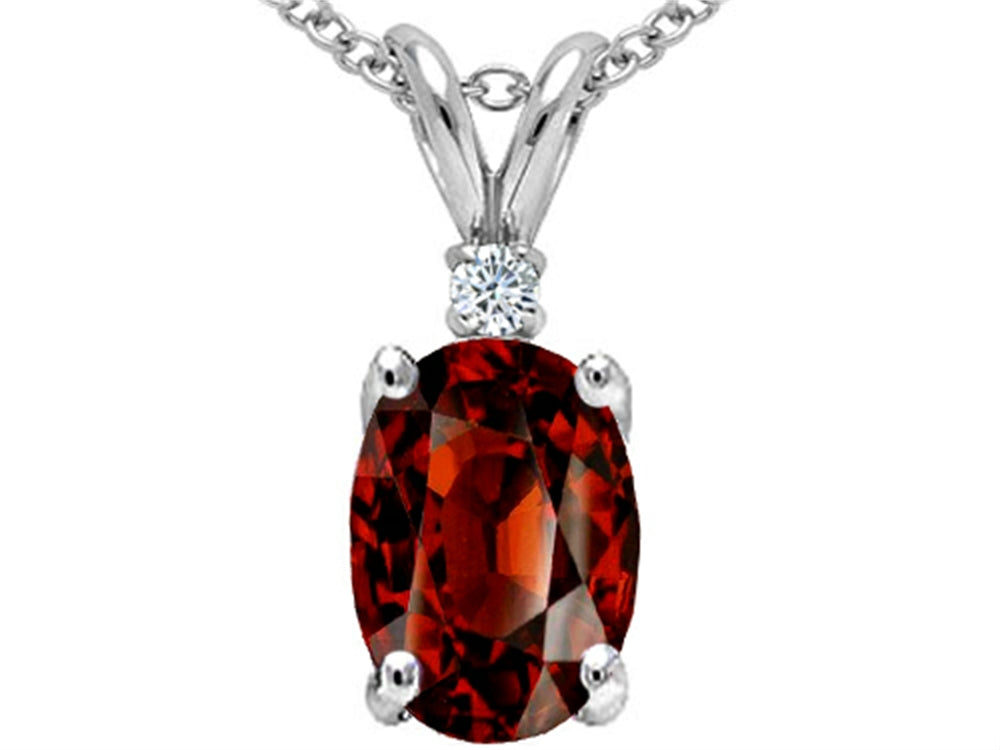 Tommaso Design™ Oval 8x6mm Genuine Garnet Pendant Necklace