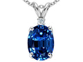 Tommaso Design Oval 8x6mm Created Blue Sapphire Pendant Necklace