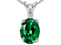 Tommaso Design Oval 8x6mm Simulated Emerald Pendant Necklace