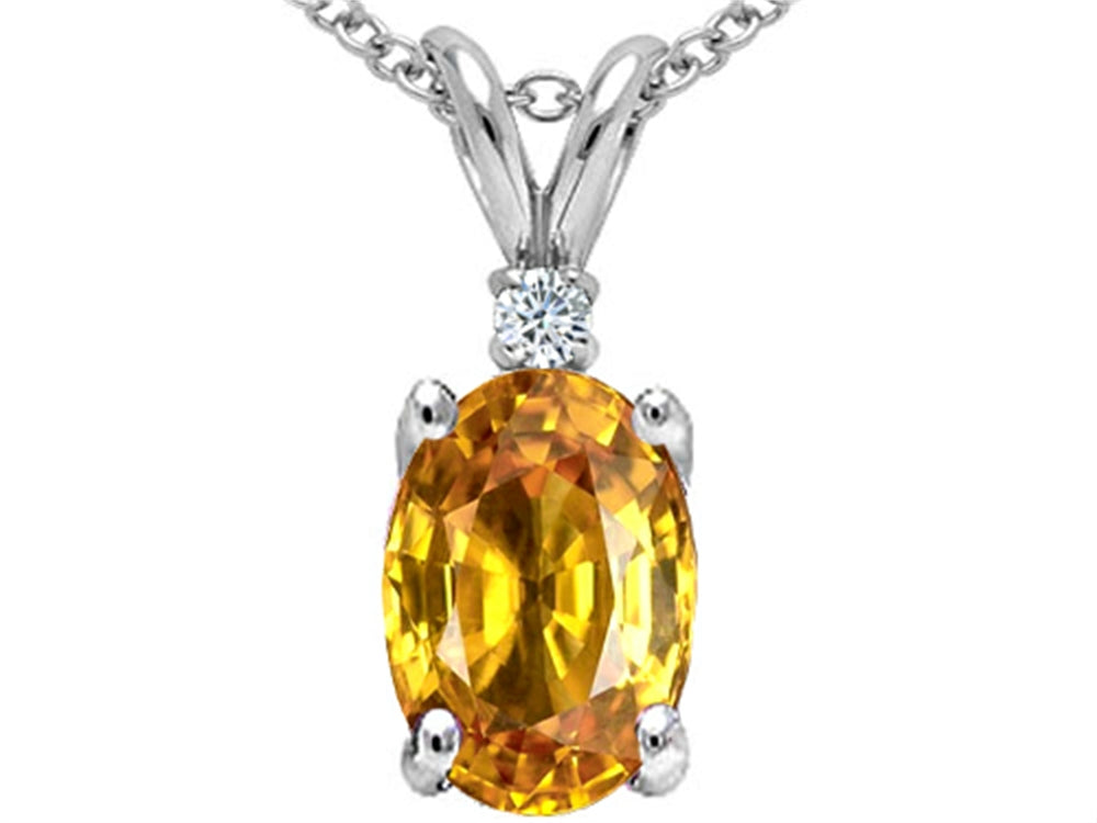 Tommaso Design Oval 8x6mm Genuine Citrine Pendant Necklace