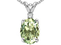 Tommaso Design Oval 8x6mm Green Amethyst Pendant Necklace