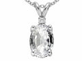 Tommaso Design Oval 8x6mm Genuine White Topaz Pendant Necklace