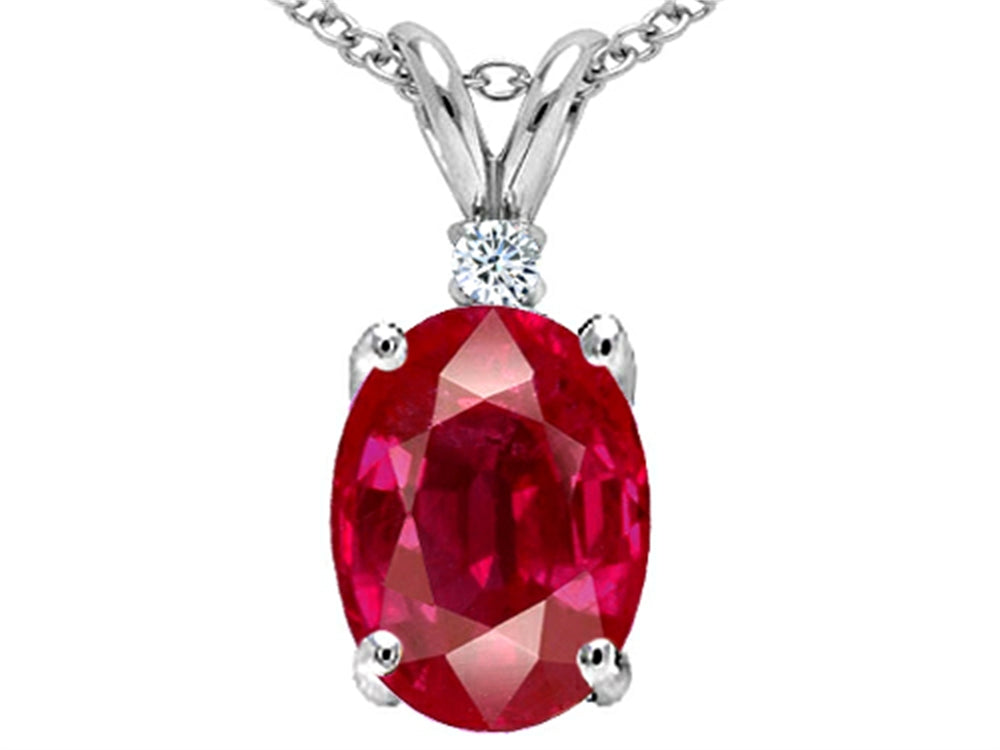 Tommaso Design Oval 8x6mm Created Ruby Pendant Necklace