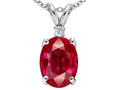 Tommaso Design Oval 8x6mm Created Ruby Pendant Necklace