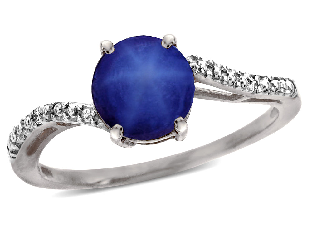 Tommaso Design Round 7mm Created Star Sapphire Bypass Ring
