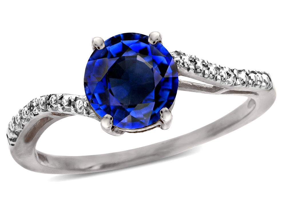 Tommaso Design Round 7mm Created Blue Sapphire s Bypass Ring