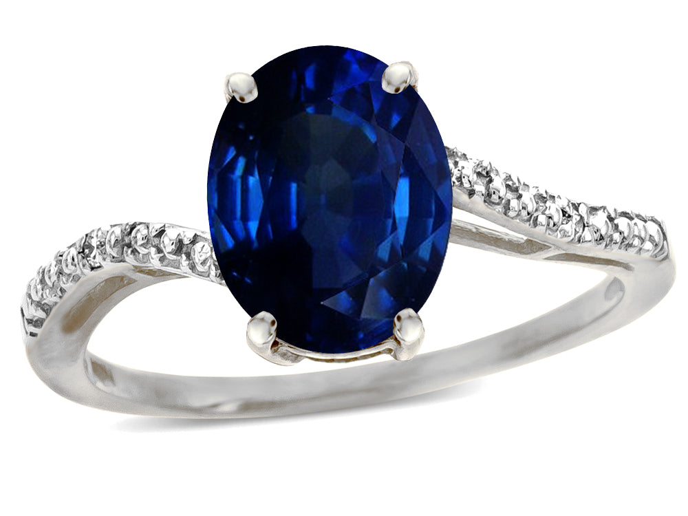 Tommaso Design Oval 10x8mm Created Blue Sapphire Ring