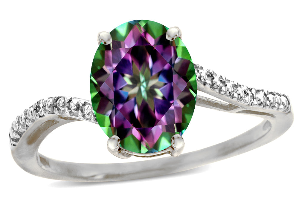 Tommaso Design Oval 10x8mm Mystic Rainbow Topaz Ring