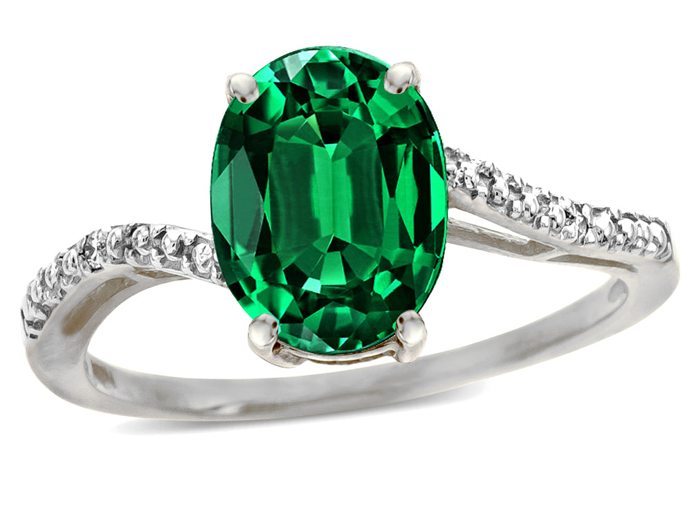 Tommaso Design Oval 10x8mm Simulated Emerald Ring
