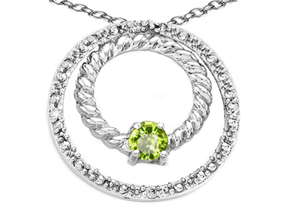 Tommaso Design Round 3mm Genuine Peridot Circle Pendant Necklace