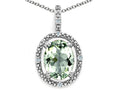 Tommaso Design Oval 9x7mm Green Amethyst Pendant Necklace
