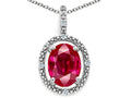 Tommaso Design Oval 9x7mm Created Ruby Pendant Necklace