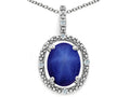 Tommaso Design Oval 9x7mm Created Star Sapphire Pendant Necklace