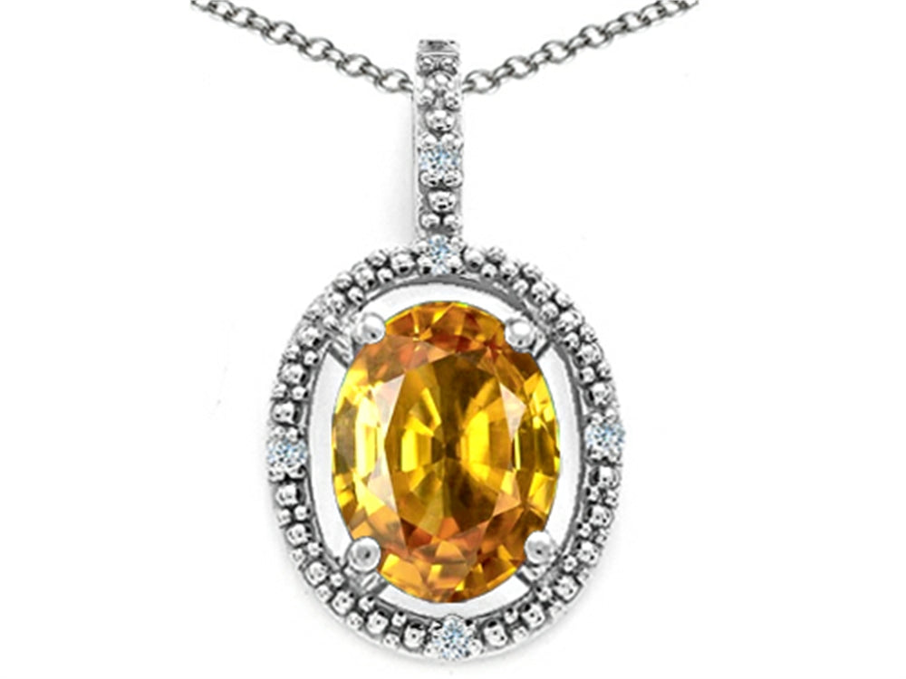 Tommaso Design Oval 9x7mm Genuine Citrine Pendant Necklace