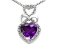 Tommaso Design Heart Shape 8mm Genuine Amethyst Pendant Necklace