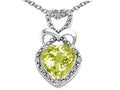 Tommaso Design Heart Shape 8mm Genuine Lemon Quartz Pendant Necklace