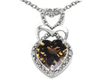 Tommaso Design Heart Shape 8mm Genuine Smoky Quartz Pendant Necklace