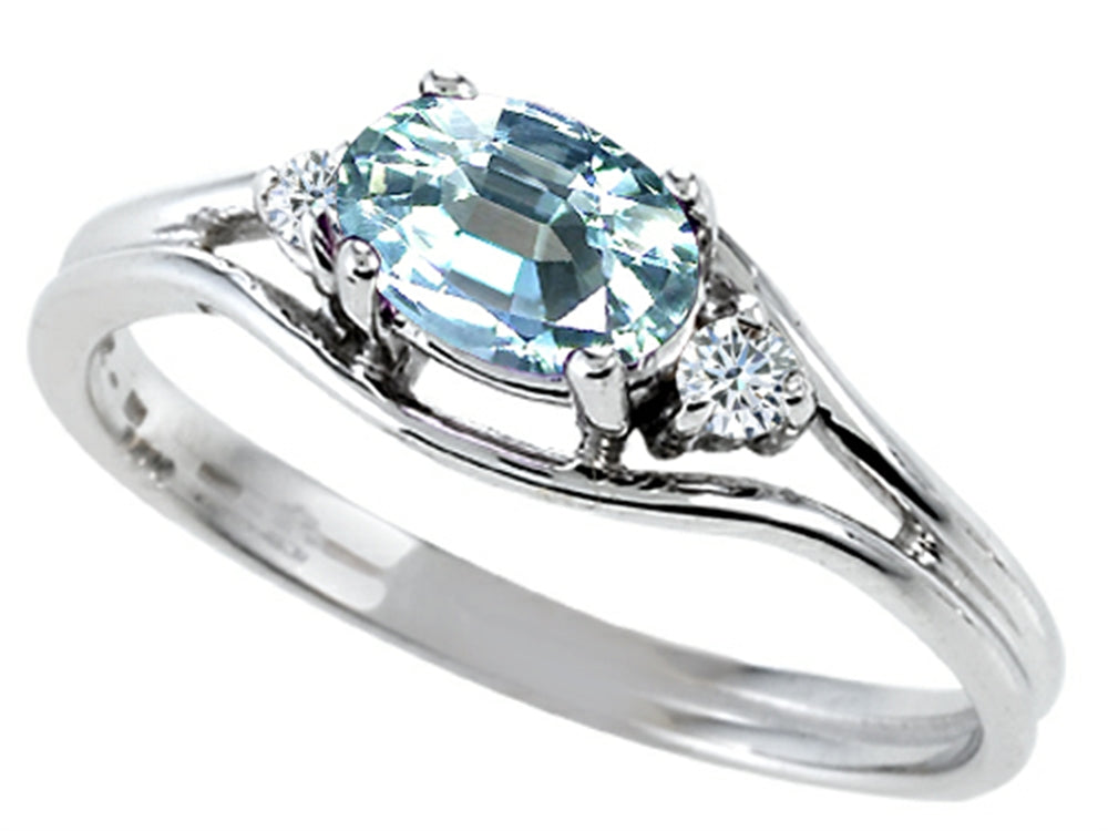 Tommaso Design Genuine Aquamarine Ring