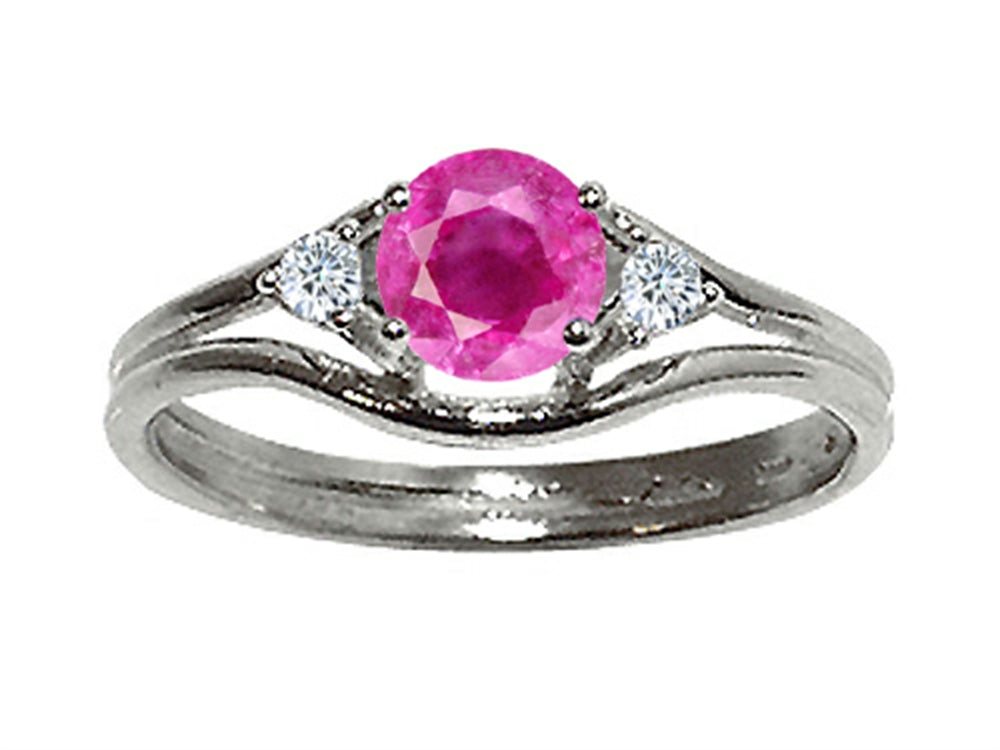 Tommaso Design Genuine Pink Sapphire Ring