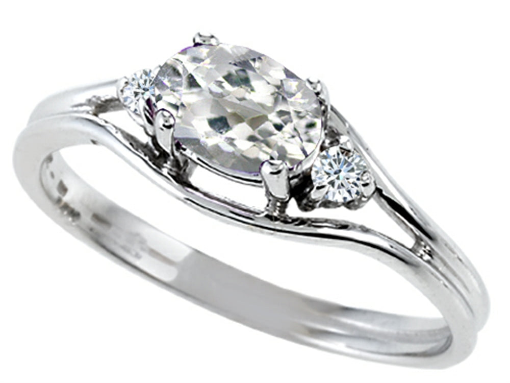 Tommaso Design Genuine White Topaz Ring
