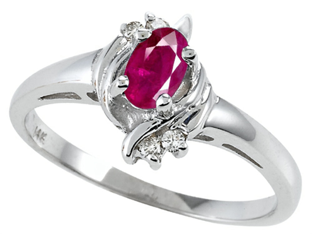 Tommaso Design Genuine Ruby and Diamond Ring