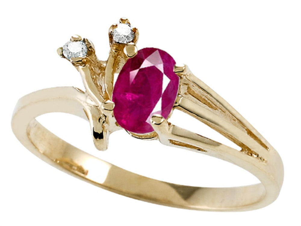 Tommaso Design Genuine Ruby and Diamond Ring