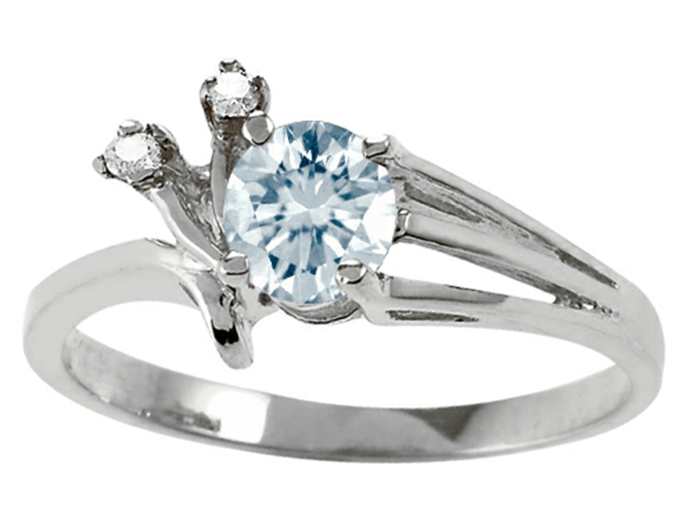Tommaso Design Round Genuine Aquamarine Ring