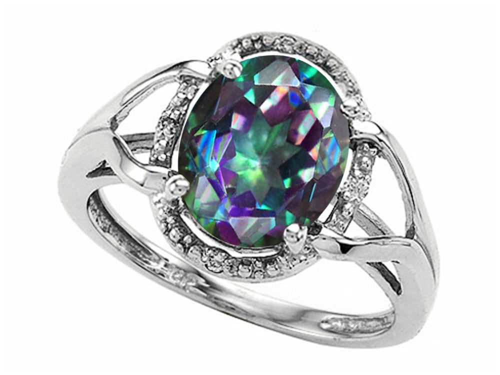 Tommaso Design Oval 10x8mm Mystic Rainbow Topaz Ring