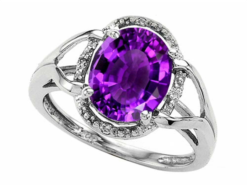 Tommaso Design Oval Genuine Amethyst Ring