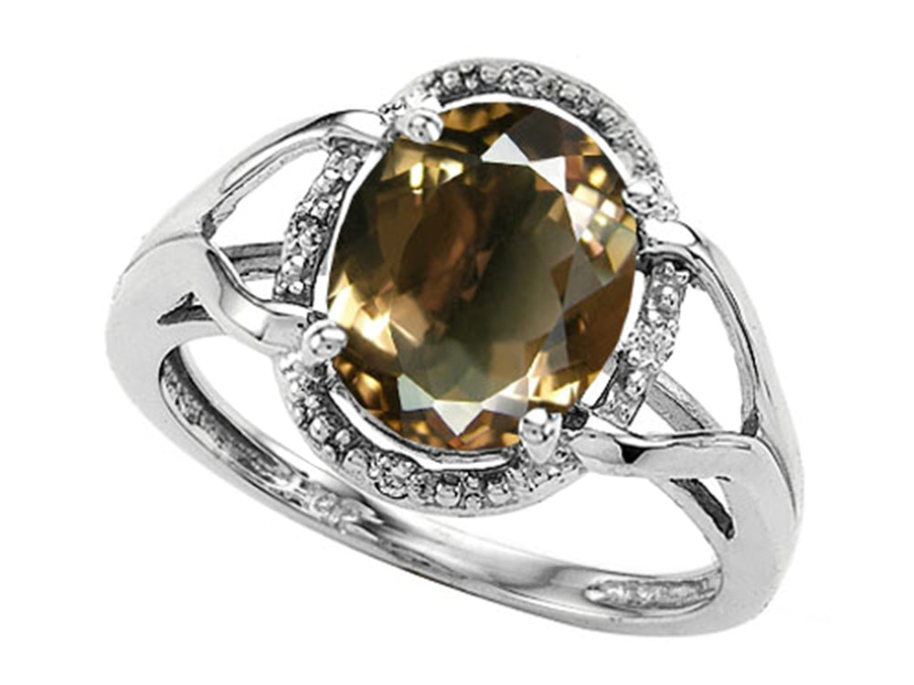 Tommaso Design Oval 10x8mm Genuine Smoky Quartz Ring