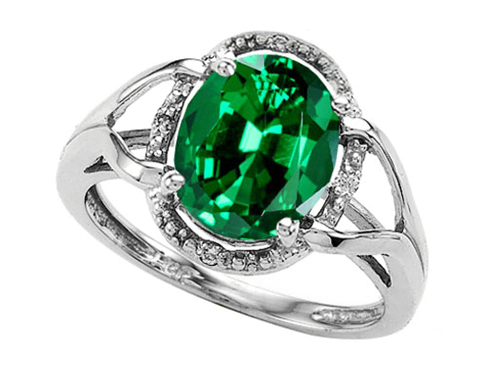 Tommaso Design Oval 10x8mm Simulated Emerald Ring
